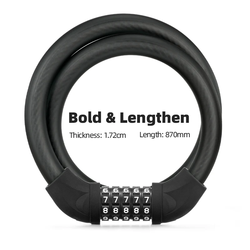 ROCKBROS Bike Lock 5 Digit Cable Lock Lightweight Bicycle Lock Combination Portable Lock - Image 17