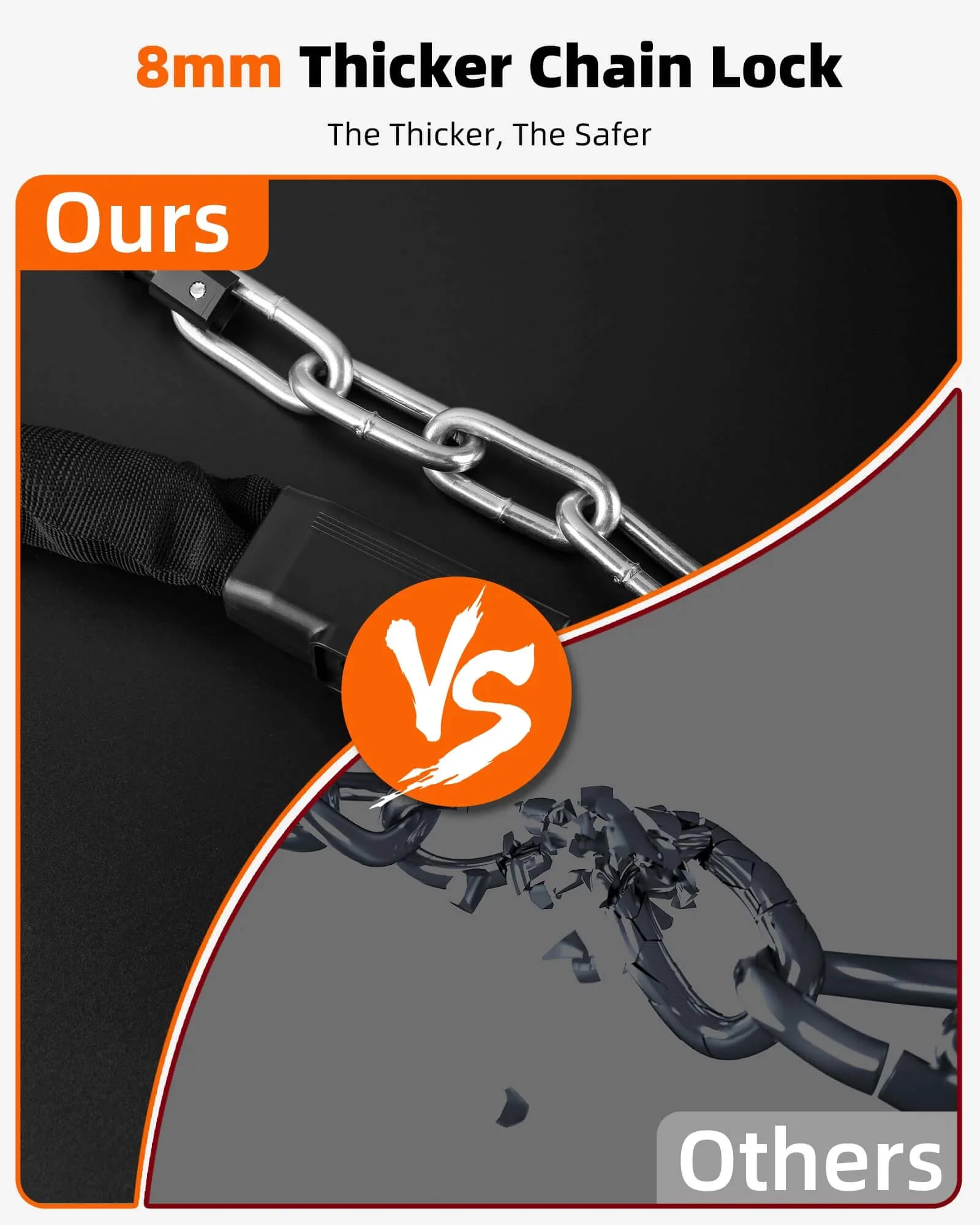 Heavy-Duty Bike Chain Lock High-Security Anti-Theft with 2 Keys - Image 3