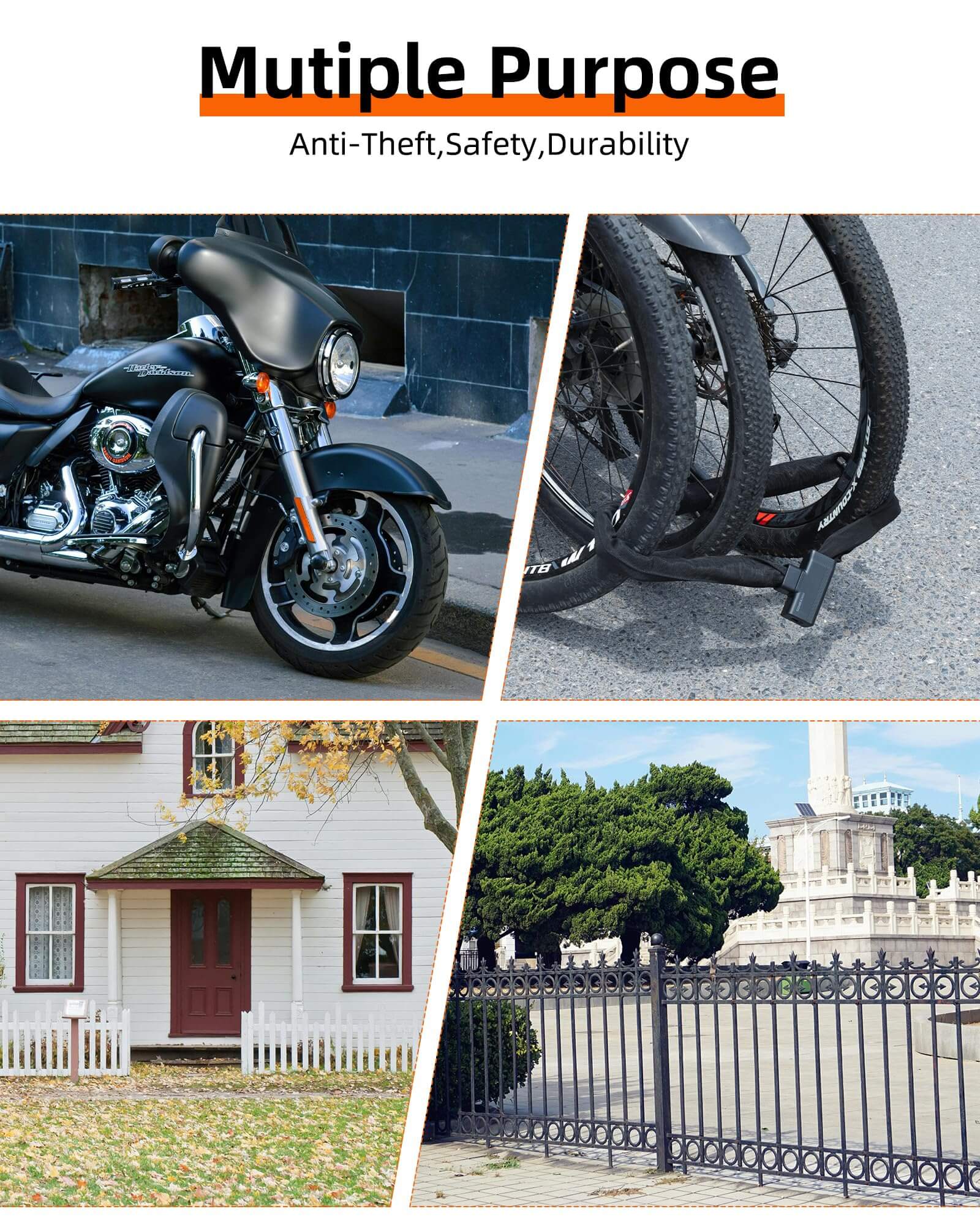 Heavy-Duty Bike Chain Lock High-Security Anti-Theft with 2 Keys - Image 4