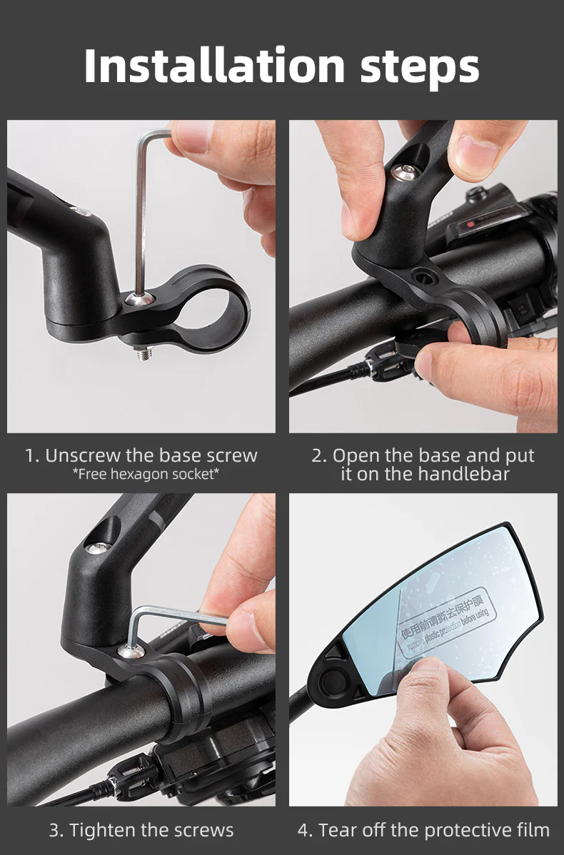 ROCKBROS Anti Glare Bike Handlebar Rear View Mirror 360° Rotation - Image 18