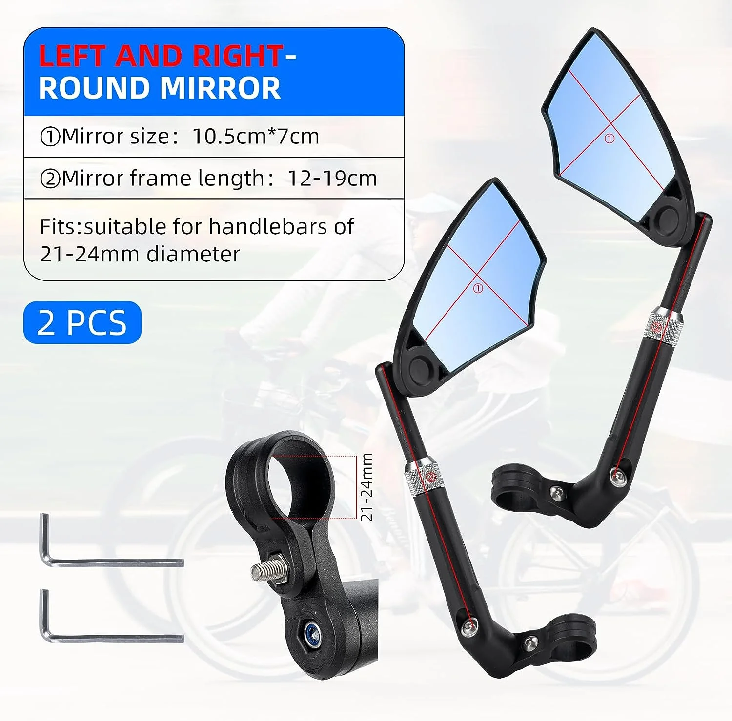 ROCKBROS Anti Glare Bike Handlebar Rear View Mirror 360° Rotation - Image 5