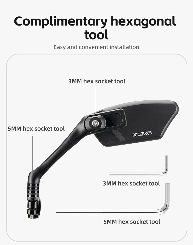 ROCKBROS Bicycle Cycling Rearview Mirror 360° Rotatable Bike Handlebar Mirror - Image 18