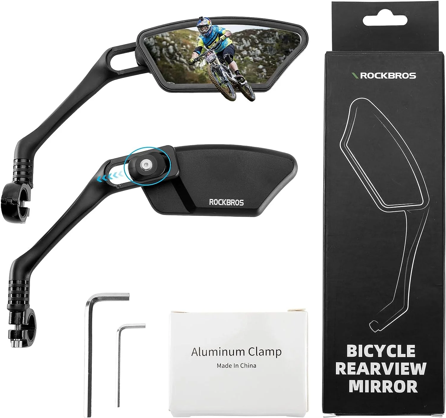 ROCKBROS Bicycle Cycling Rearview Mirror 360° Rotatable Bike Handlebar Mirror - Image 4