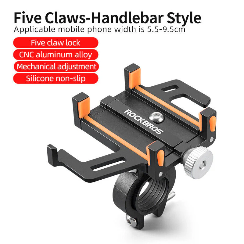 ROCKBROS Aluminium Bike Handlebar Phone Holder Adjustable - Image 3