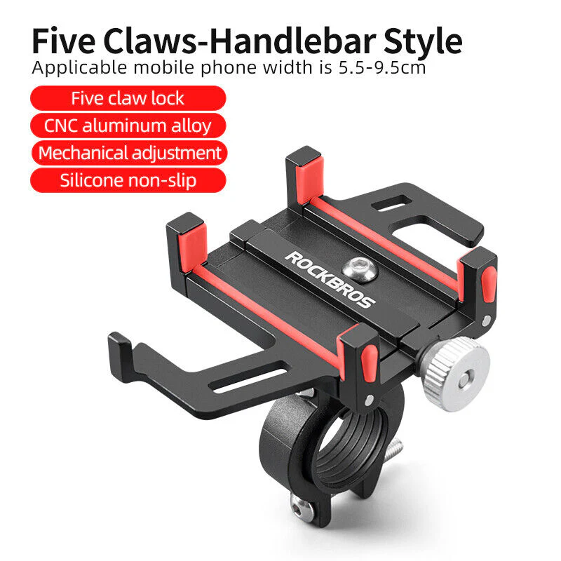 ROCKBROS Aluminium Bike Handlebar Phone Holder Adjustable - Image 4