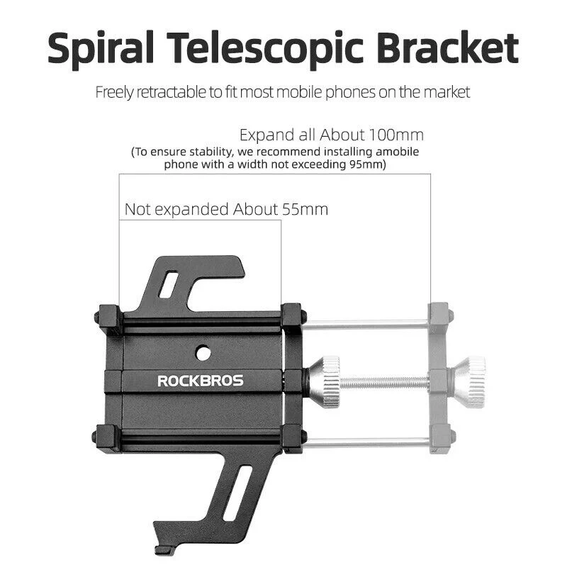 ROCKBROS Aluminium Bike Handlebar Phone Holder Adjustable - Image 6