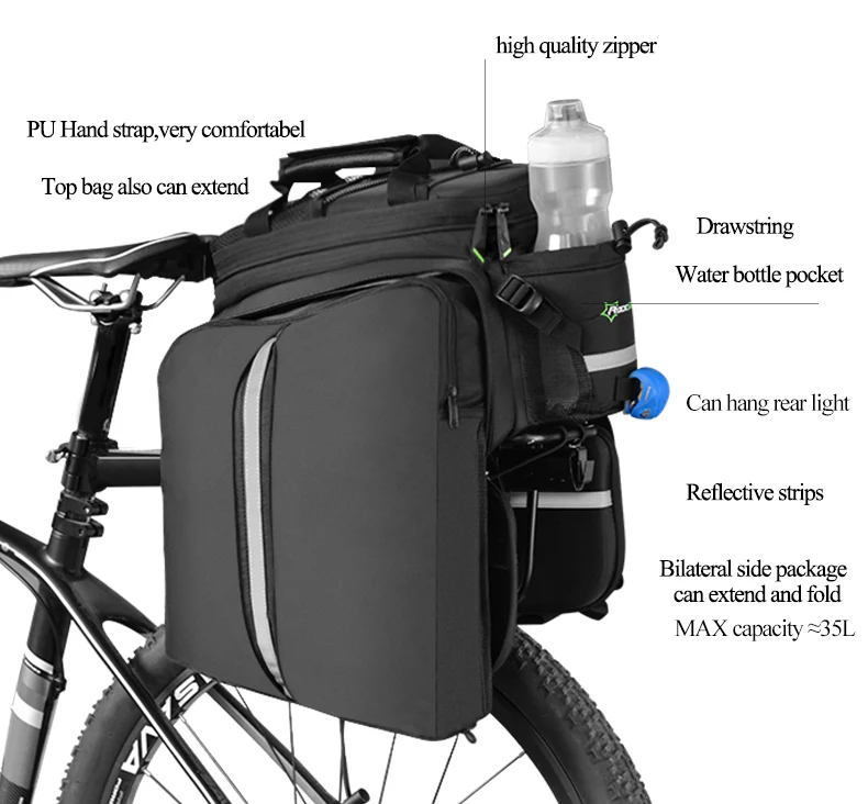 ROCKBROS Bicycle Pannier Bike Bag with Extendable Compartments - Image 4