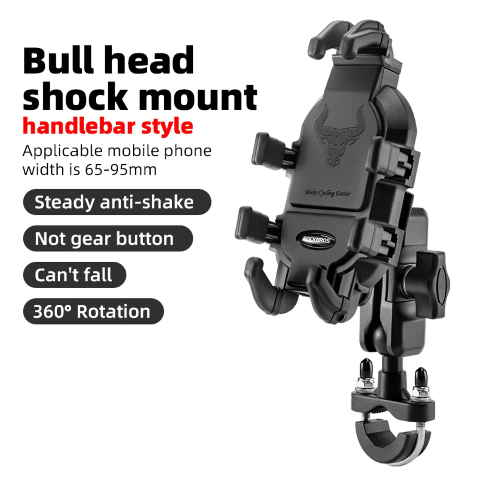 ROCKBROS Bike Phone Holder 360° Rotation Adjustable Phone Mount - Image 2