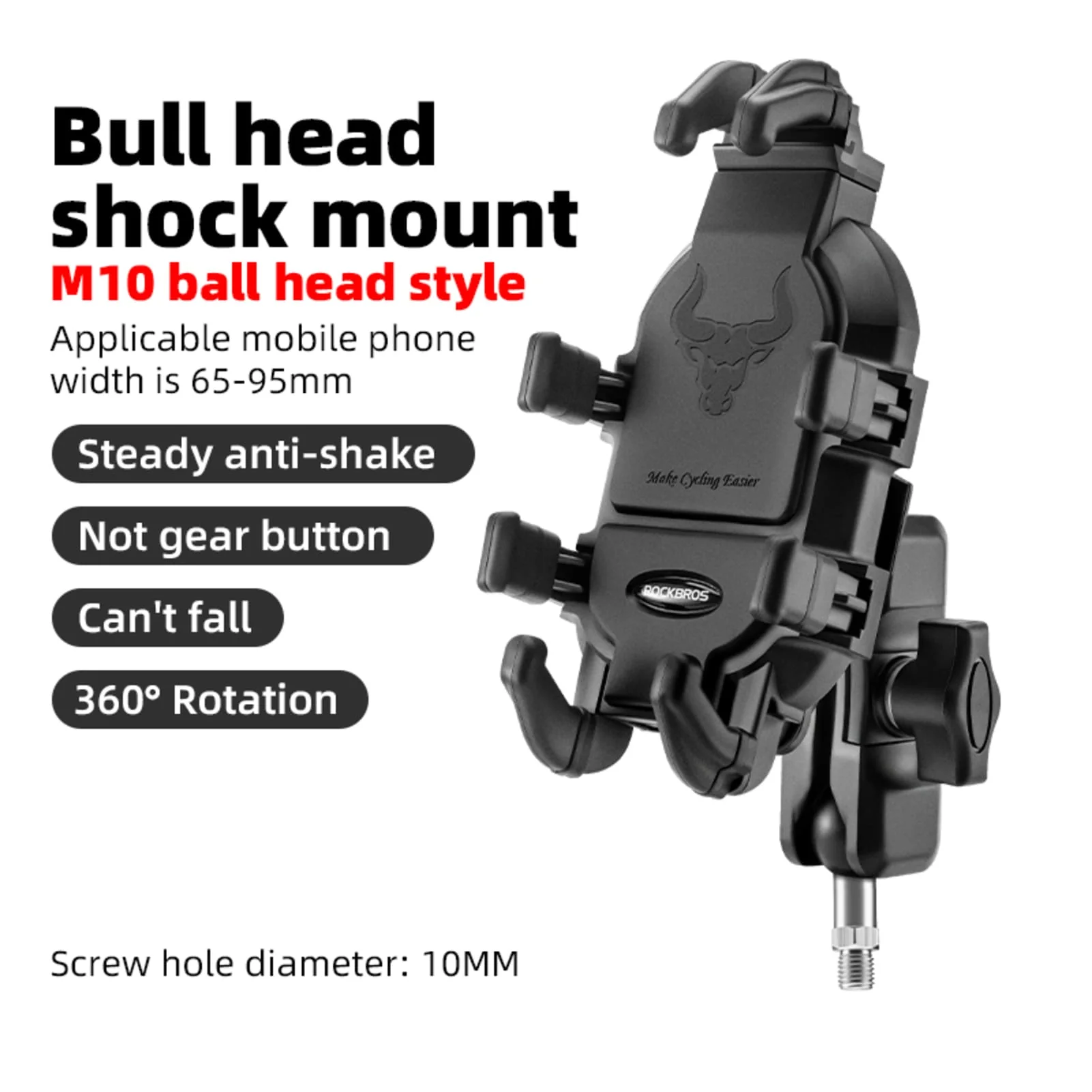 ROCKBROS Bike Phone Holder 360° Rotation Adjustable Phone Mount - Image 4