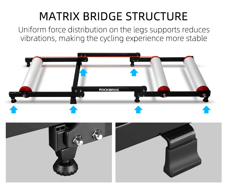 ROCKBROS Cycling Bicycle Roller Trainer Black Bike Rollers Foldable Indoor Cycling Training Silent Rollers Exercise Indoor Folding - Image 12
