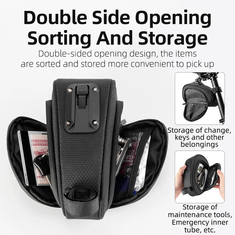 ROCKBROS Bike Saddle Bag Bike Bag Under Seat Bag Bicycle Seat Pack Pouch - Image 5