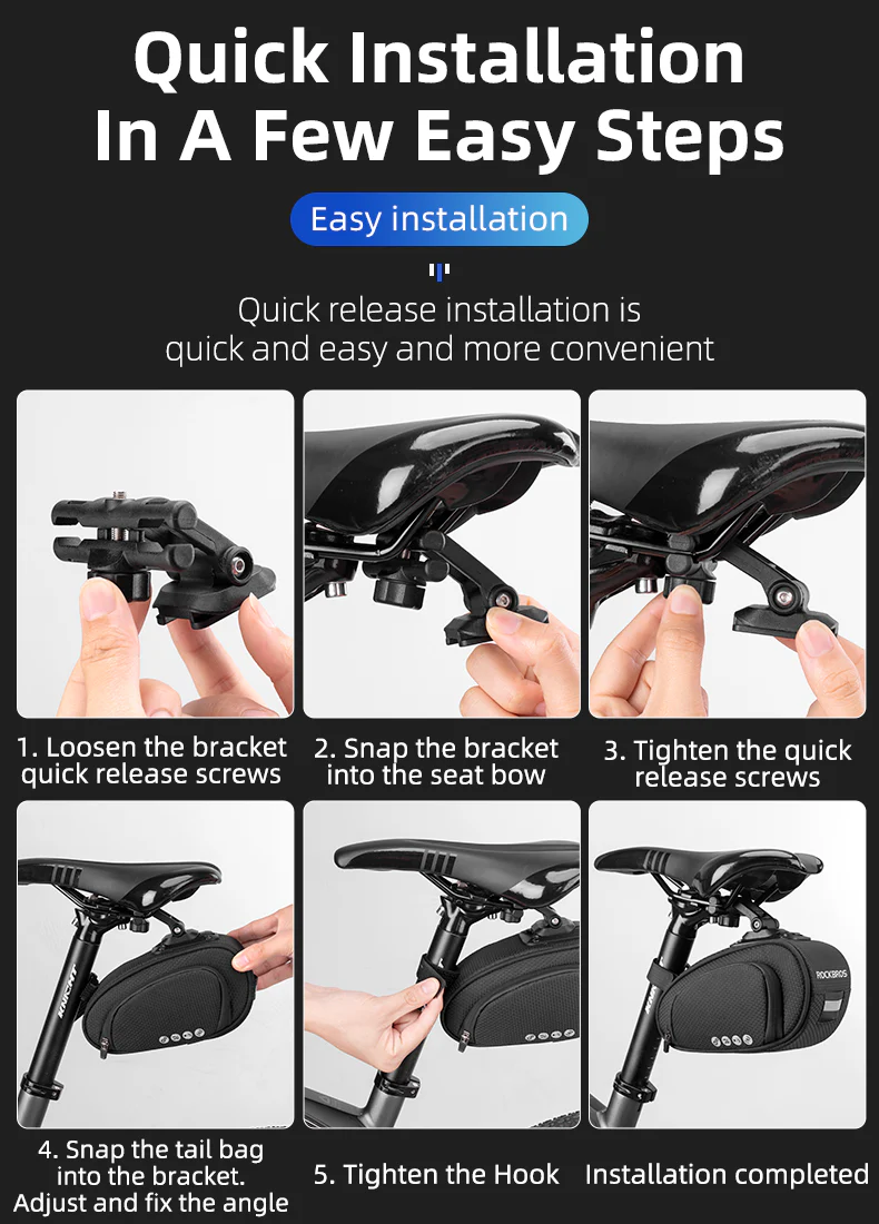 ROCKBROS Bike Saddle Bag Bike Bag Under Seat Bag Bicycle Seat Pack Pouch - Image 9