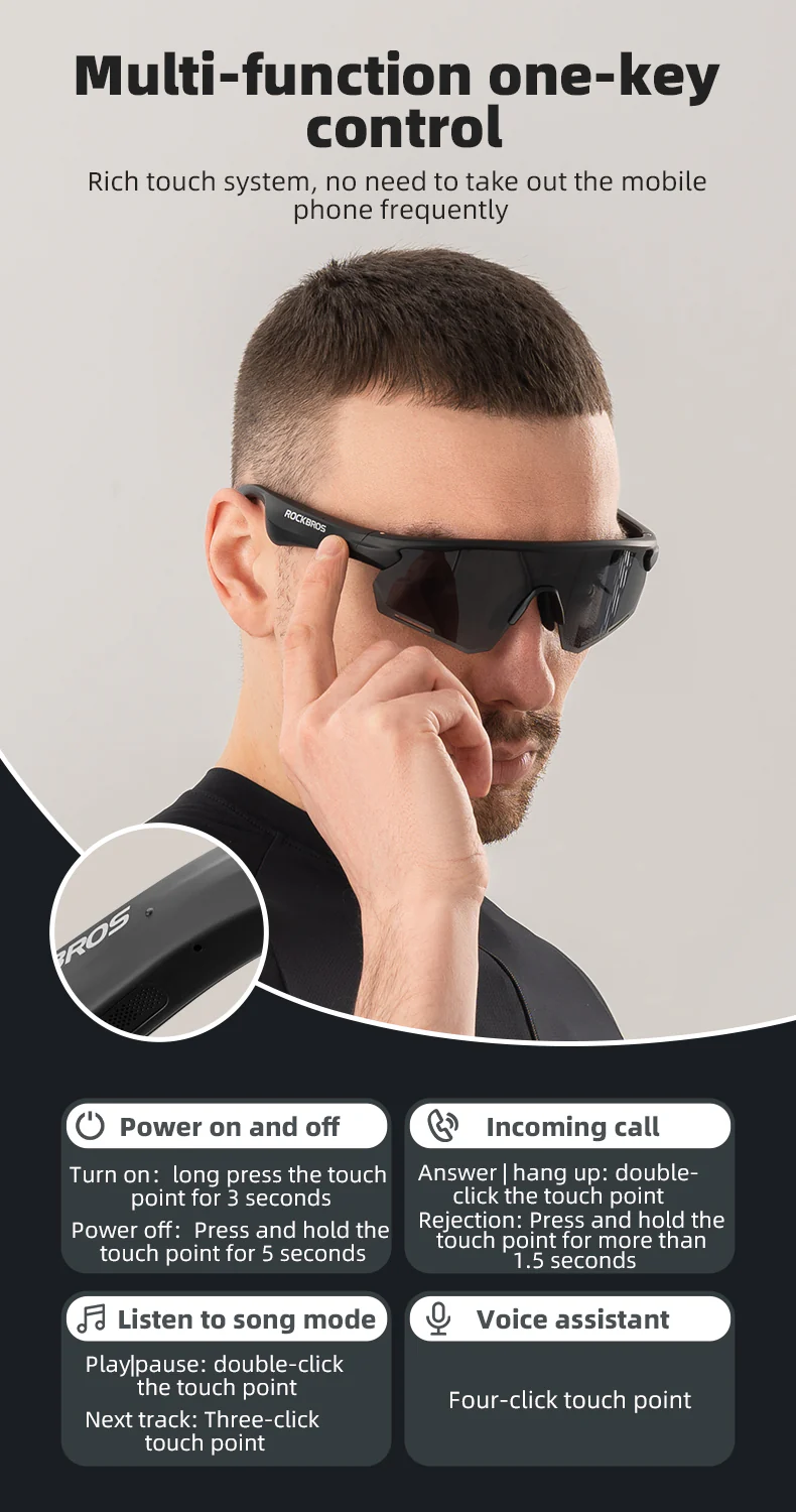 ROCKBROS Bluetooth Polarized Sunglasses Music Speaker Cycling Glasses Outdoor Sport - Image 17
