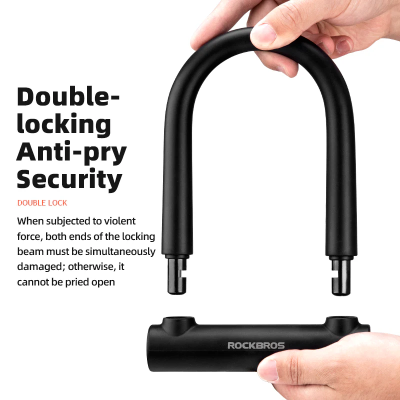 ROCKBROS Cycling Bicycle U Lock Anti-Theft Security Bike Cable Lock 3 Keys - Image 4