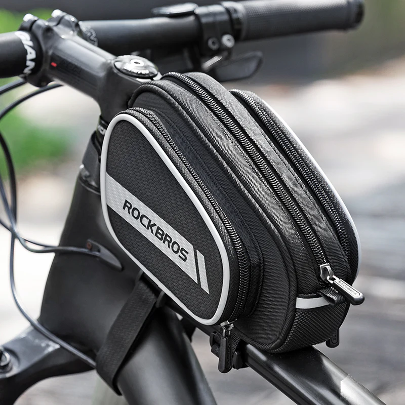 ROCKBROS Cycling Bike Top Front Tube Bag Waterproof Big Capacity Cycling Frame Bag Black - Image 3