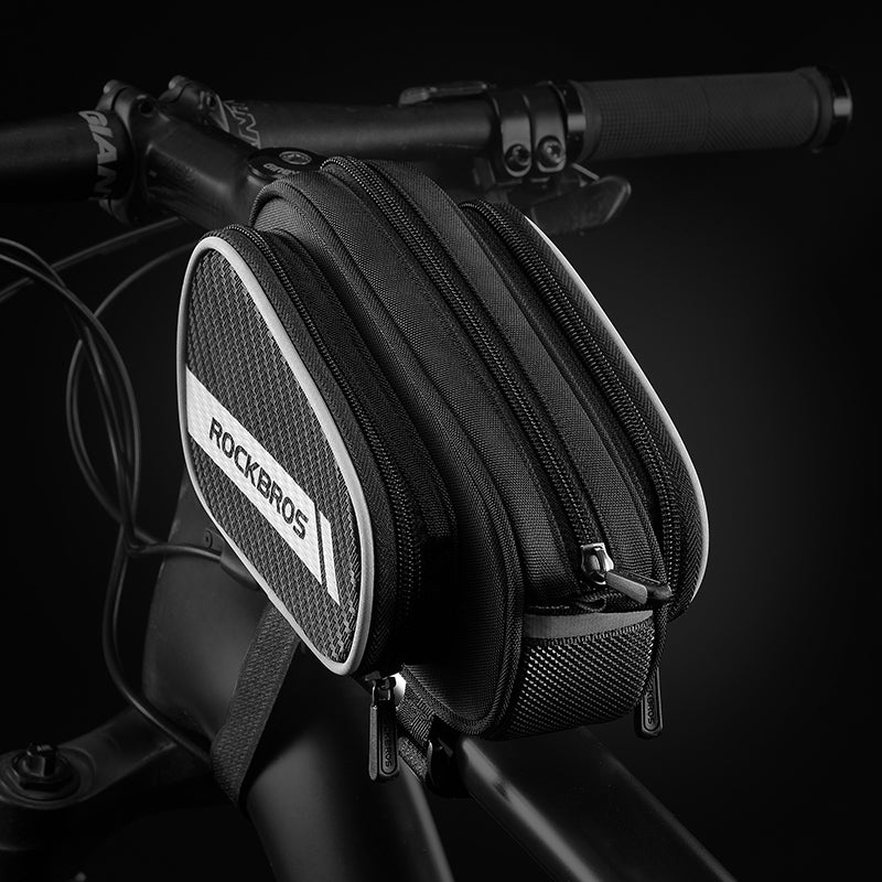 ROCKBROS Cycling Bike Top Front Tube Bag Waterproof Big Capacity Cycling Frame Bag Black - Image 5