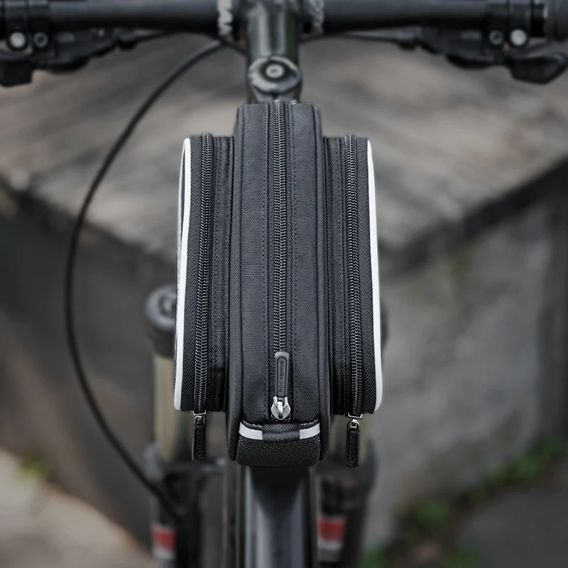 ROCKBROS Cycling Bike Top Front Tube Bag Waterproof Big Capacity Cycling Frame Bag Black - Image 6