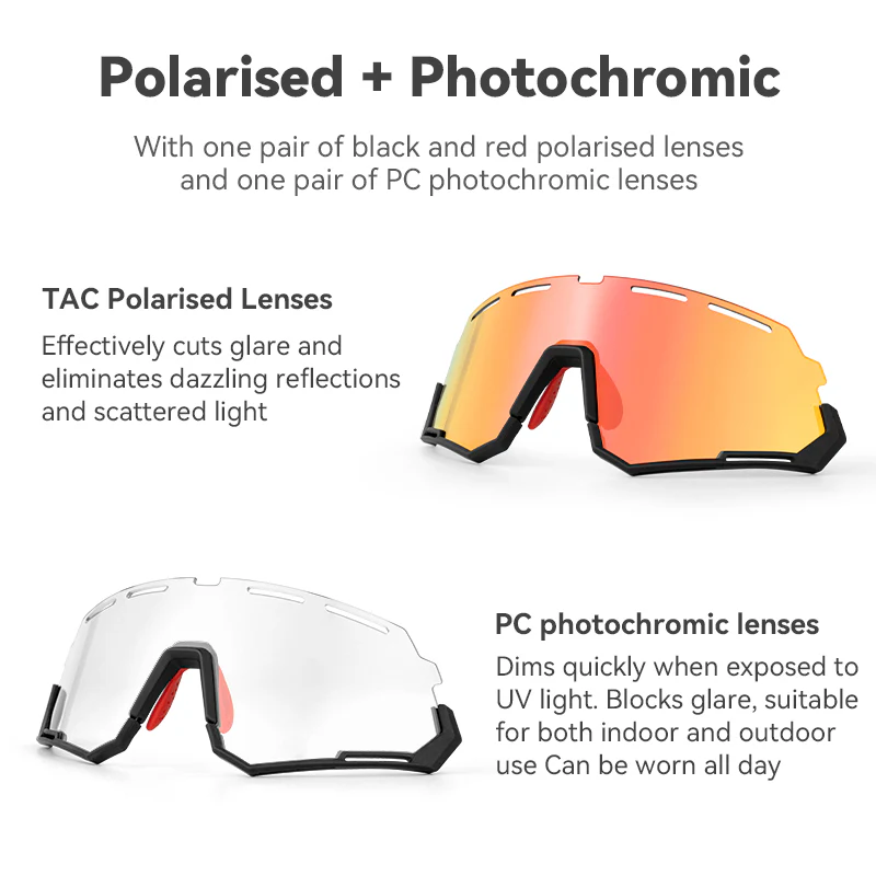 ROCKBROS Bicycle Cycling Sunglasses Polarized 2 Lens Interchangeable - Image 5