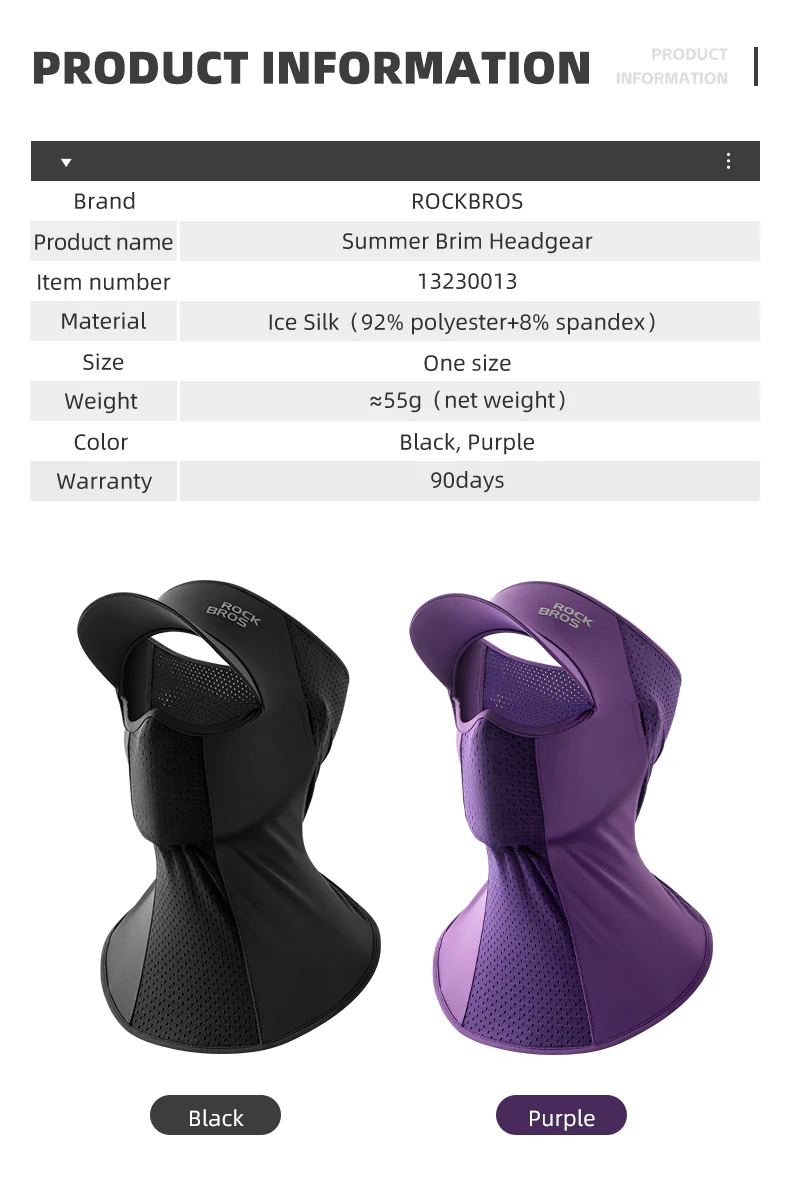 ROCKBROS Cycling Ice Silk Balaclava Face Mask Motorcycle Bicycle Sunshade Headwear Breathable - Image 10
