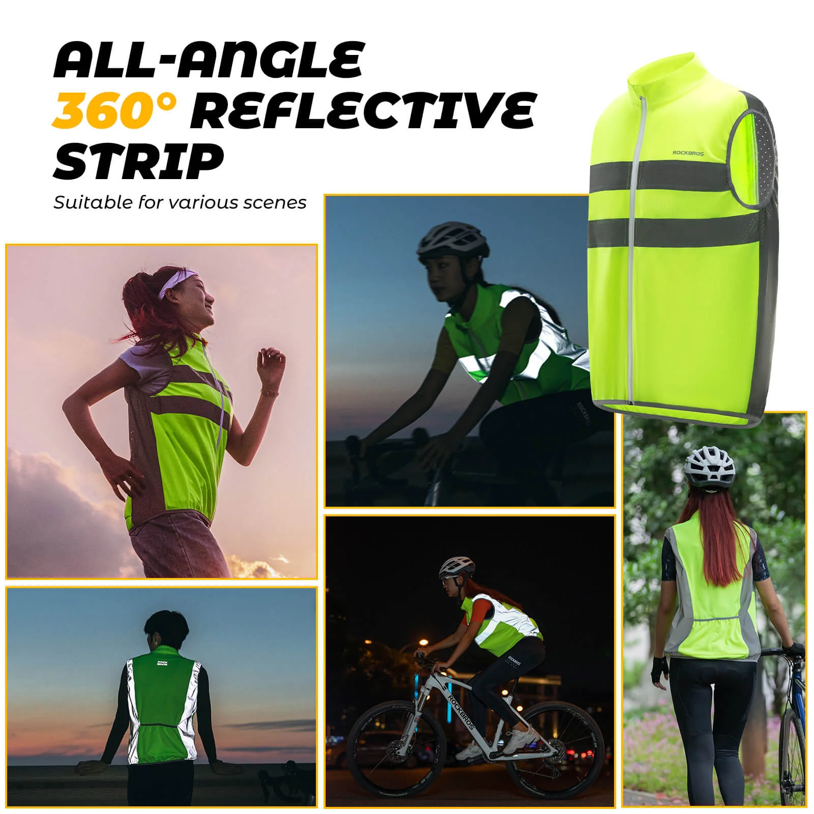 ROCKBROS Unisex Cycling & Running Safety Vest - Reflective, Breathable for Night Riding - Image 5