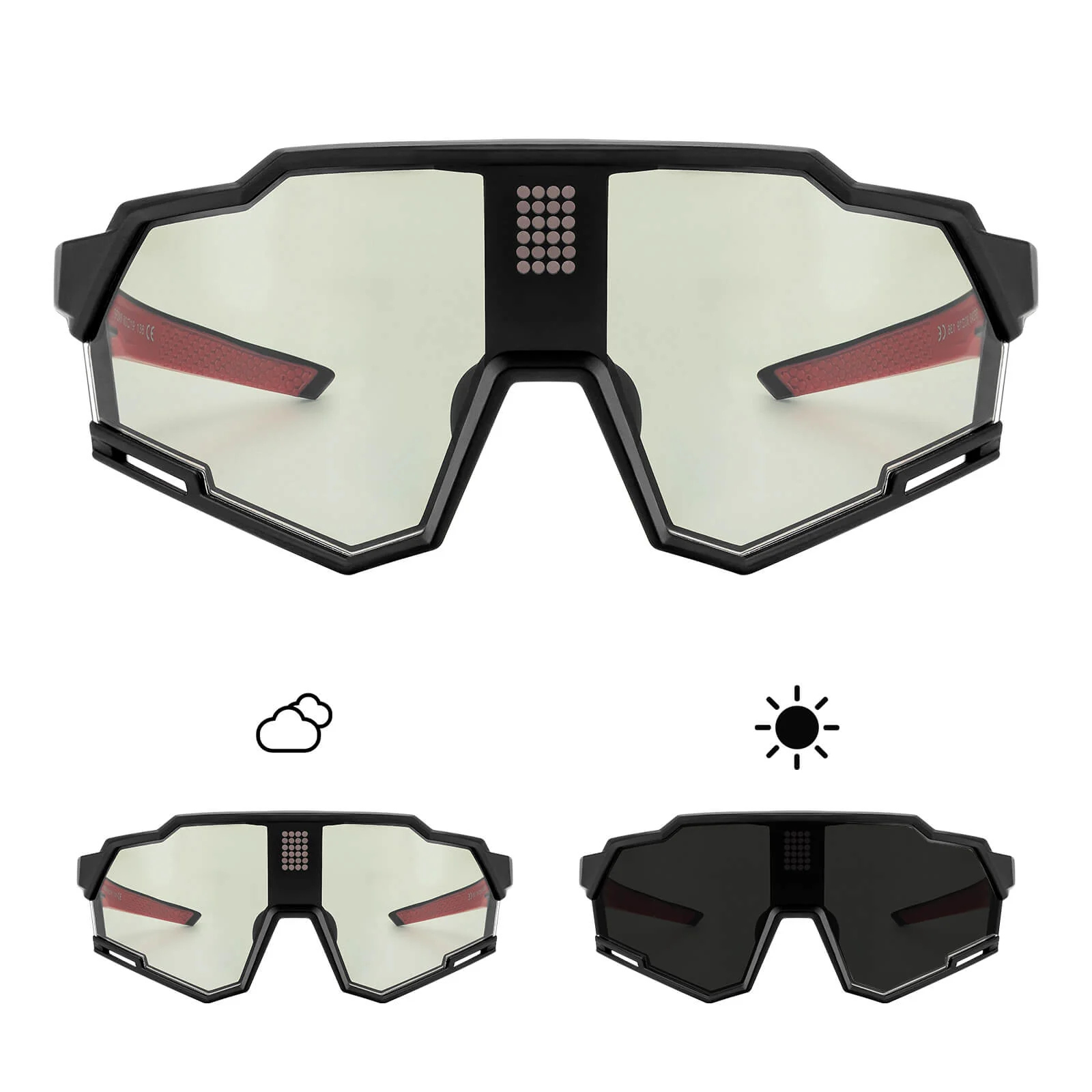 ROCKBROS Cycling Photochromic Electronic Colour Changing Sunglasses Clear - Image 2