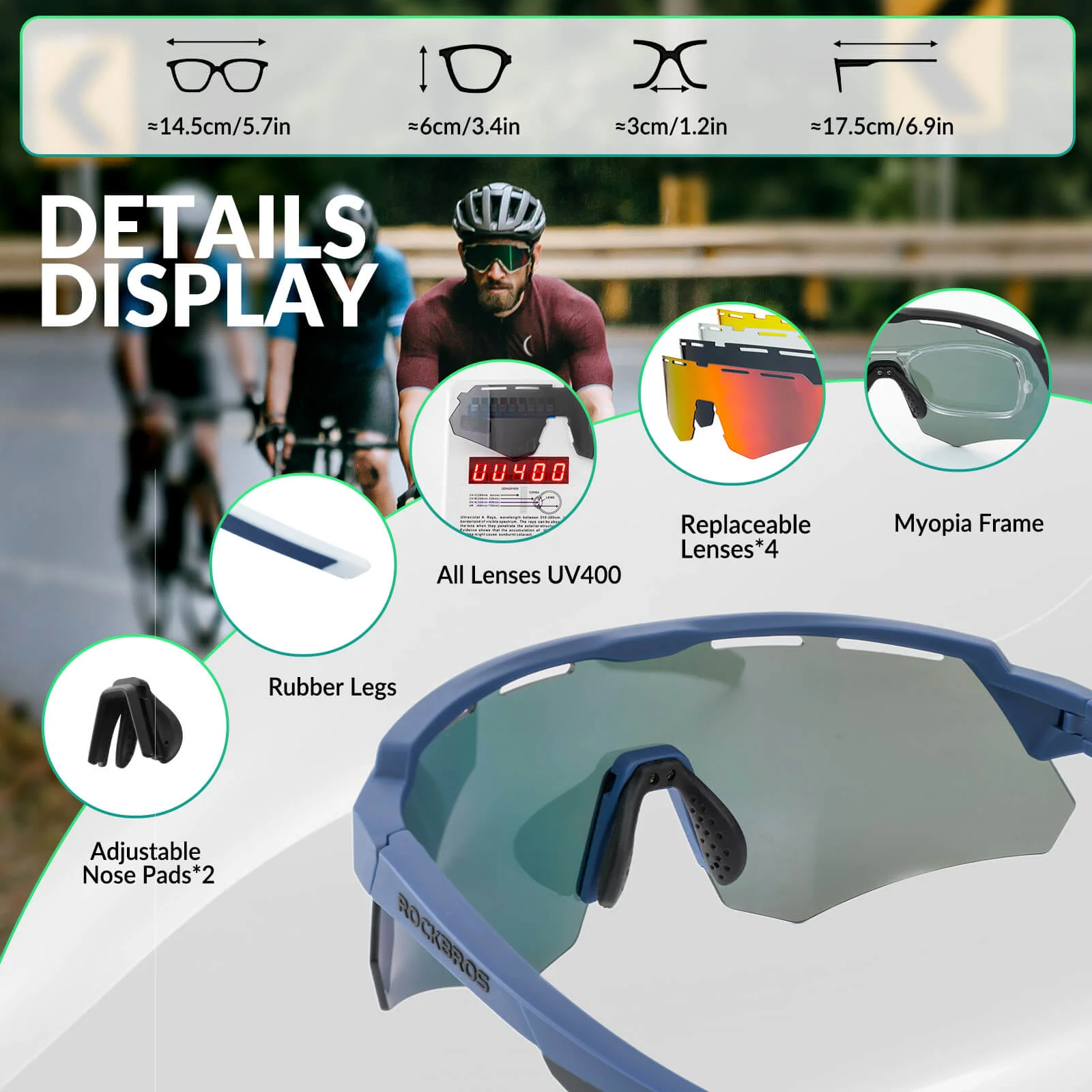 ROCKBROS Polarized Cycling Sunglasses 4 Lenses Replaceable Sports Glasses UV400 - Image 10