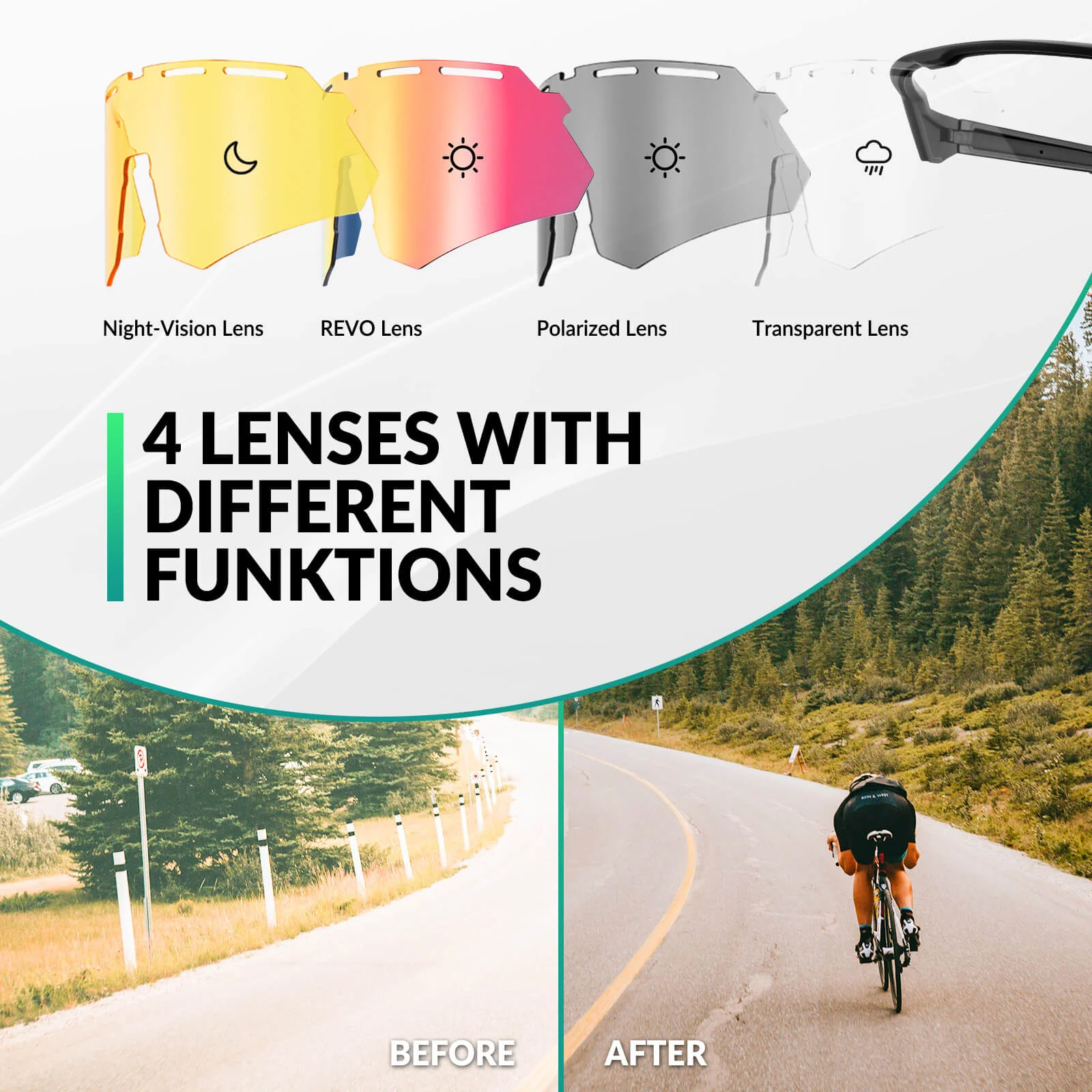 ROCKBROS Polarized Cycling Sunglasses 4 Lenses Replaceable Sports Glasses UV400 - Image 13