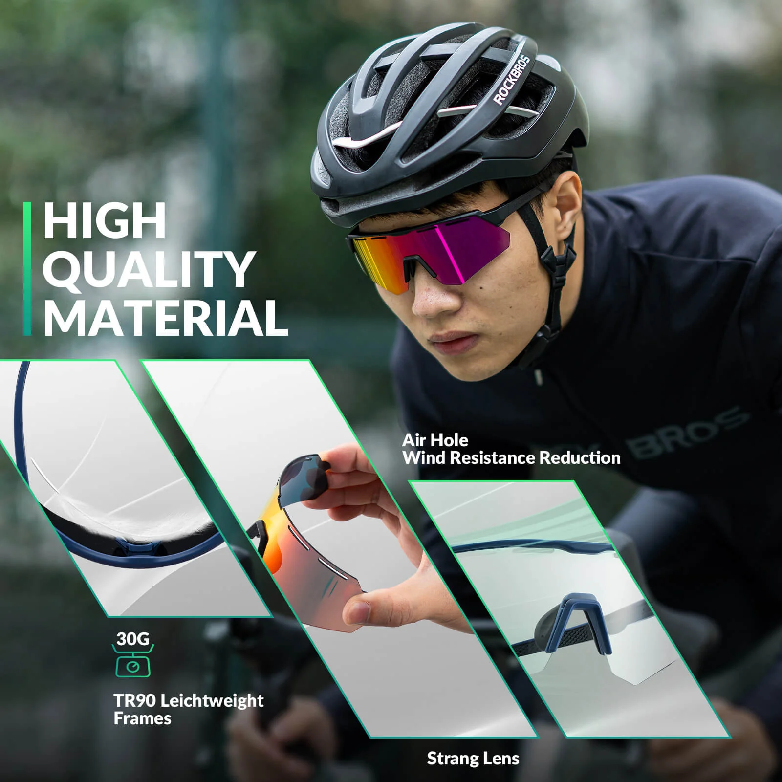 ROCKBROS Polarized Cycling Sunglasses 4 Lenses Replaceable Sports Glasses UV400 - Image 15