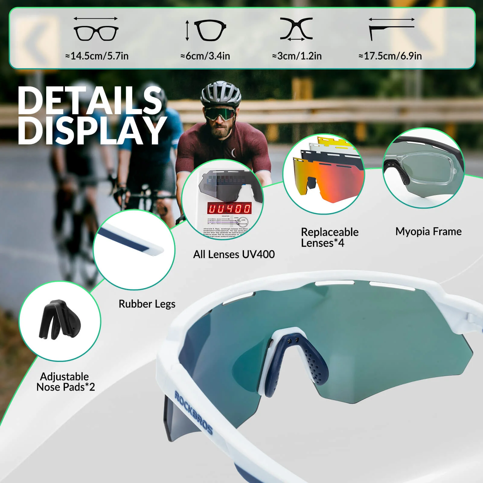 ROCKBROS Polarized Cycling Sunglasses 4 Lenses Replaceable Sports Glasses UV400 - Image 26