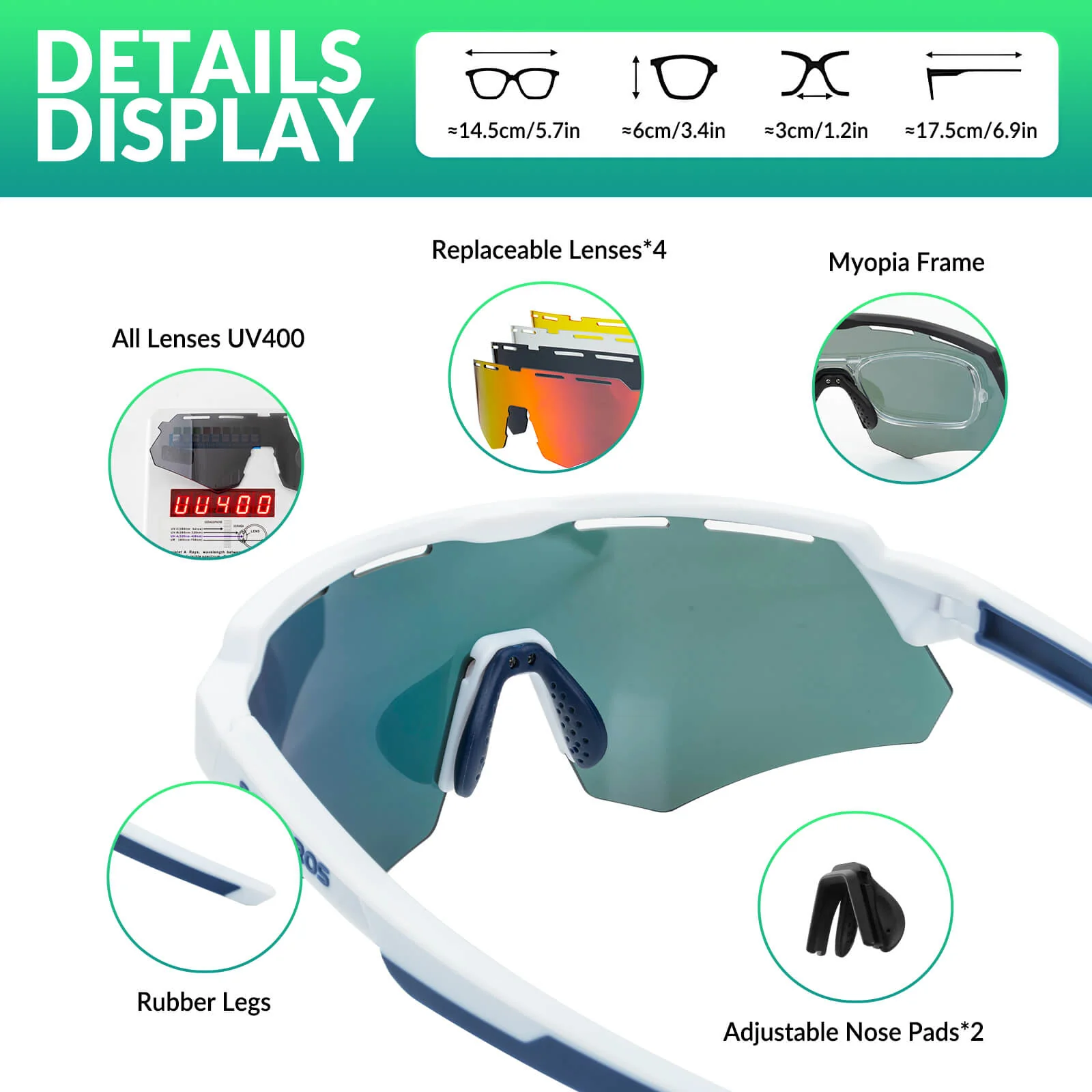 ROCKBROS Polarized Cycling Sunglasses 4 Lenses Replaceable Sports Glasses UV400 - Image 27