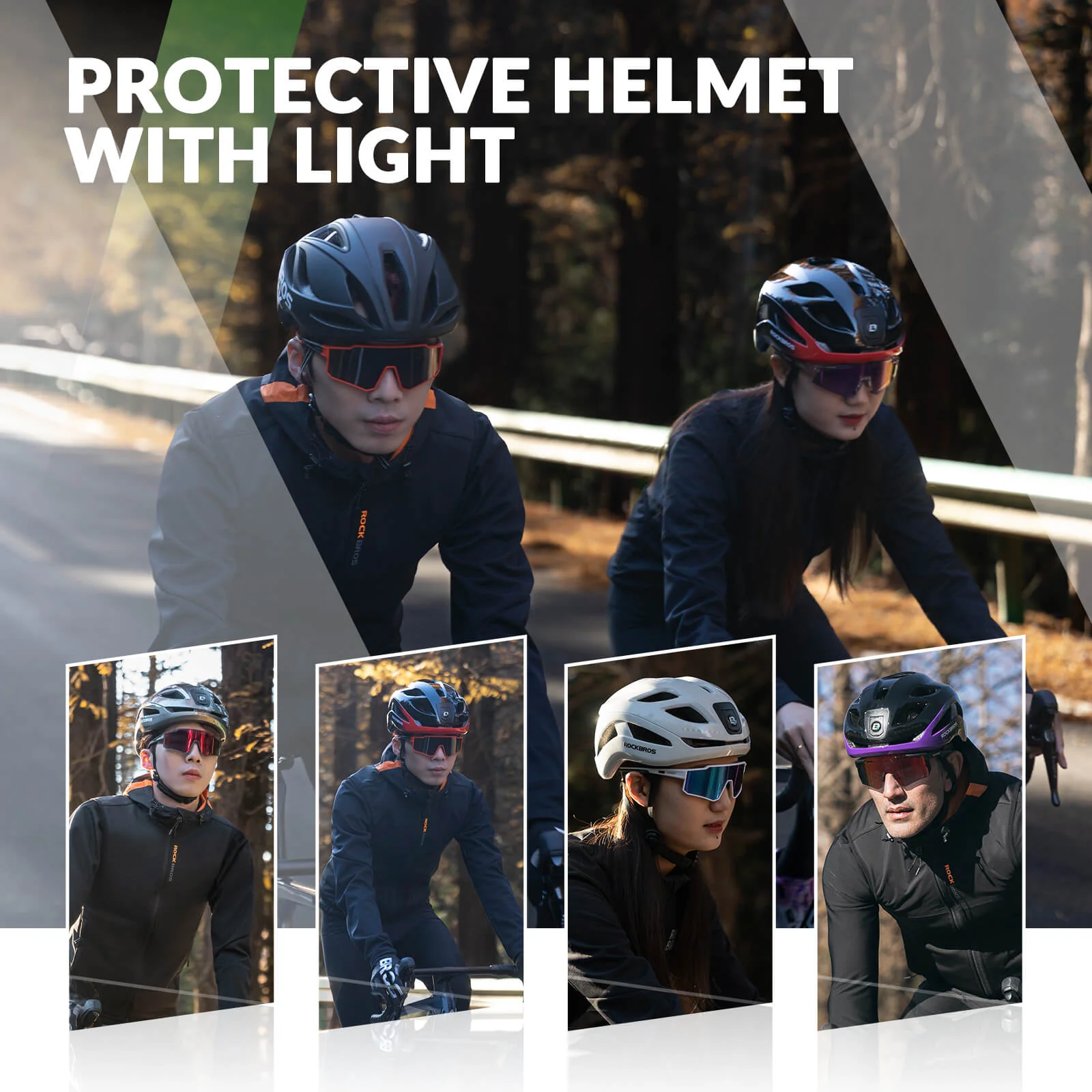 ROCKBROS Cycling Safety Helmet With Warning Lights USB-C Rechargeable - Image 13