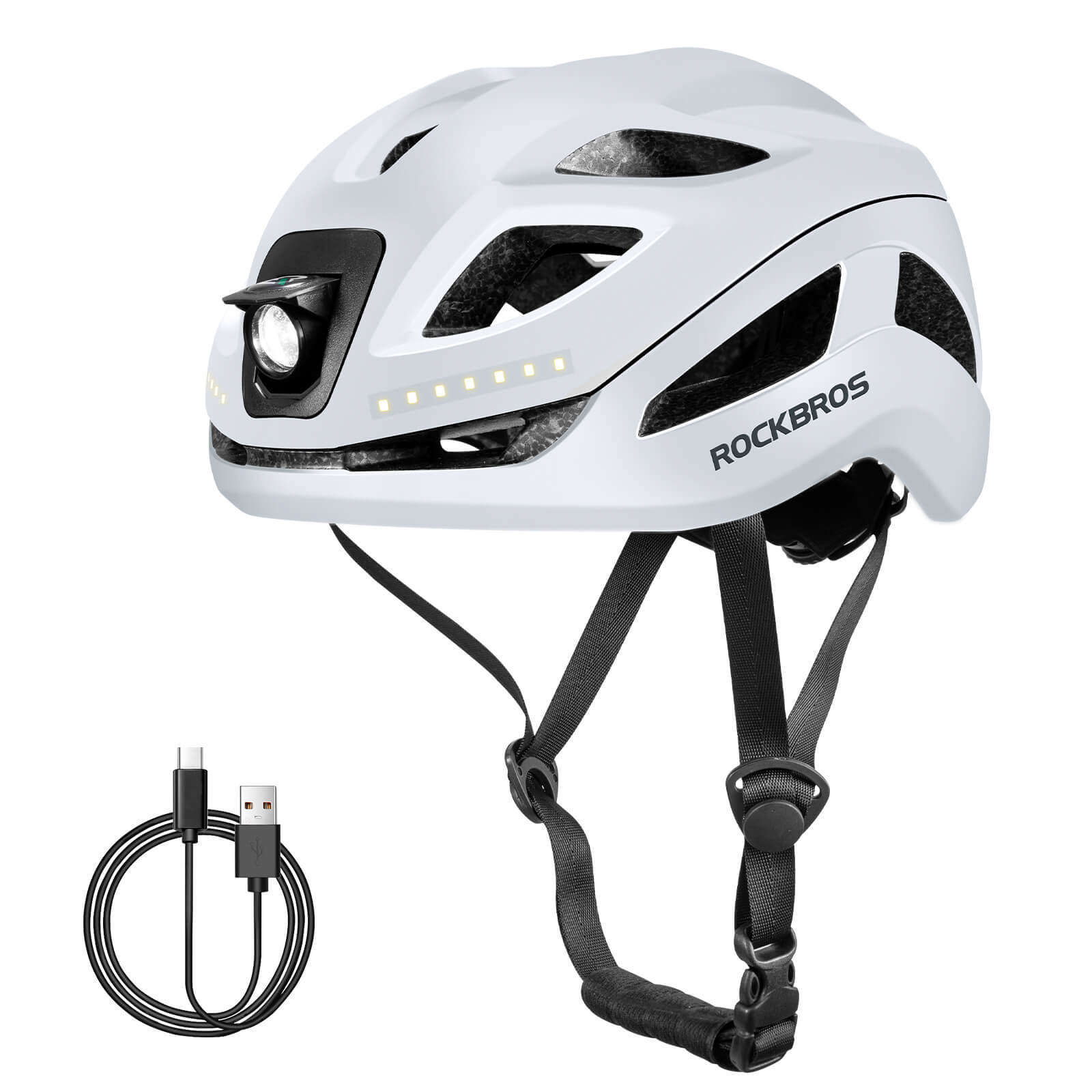 ROCKBROS Cycling Safety Helmet With Warning Lights USB-C Rechargeable - Image 14