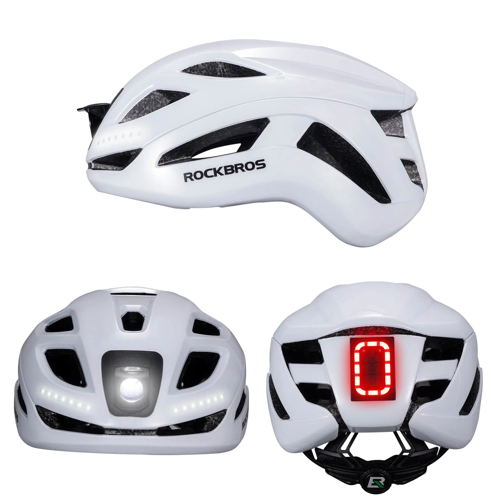 ROCKBROS Cycling Safety Helmet With Warning Lights USB-C Rechargeable - Image 15