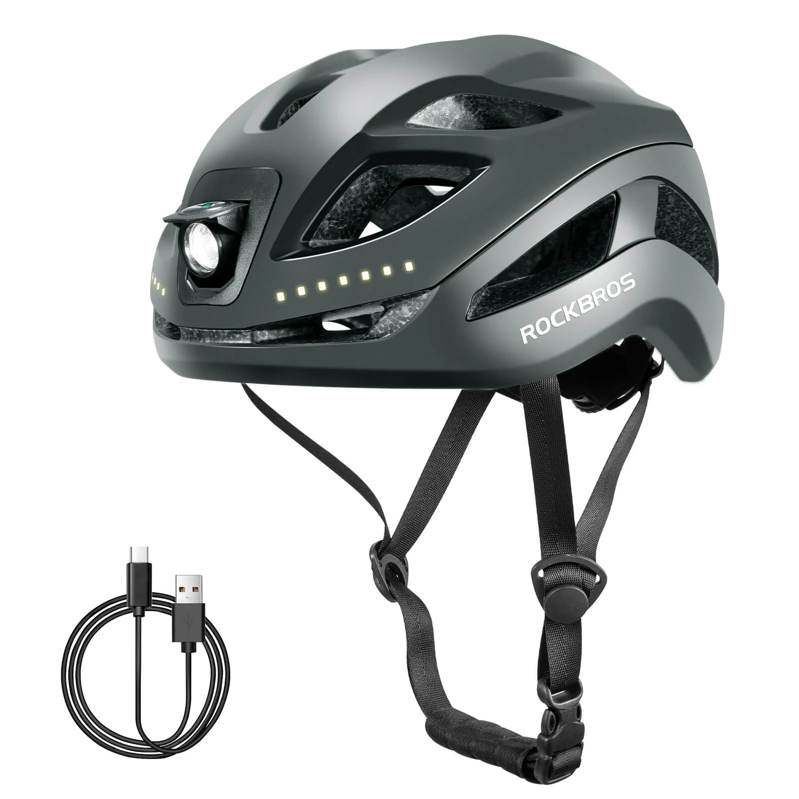 ROCKBROS Cycling Safety Helmet With Warning Lights USB-C Rechargeable - Image 21