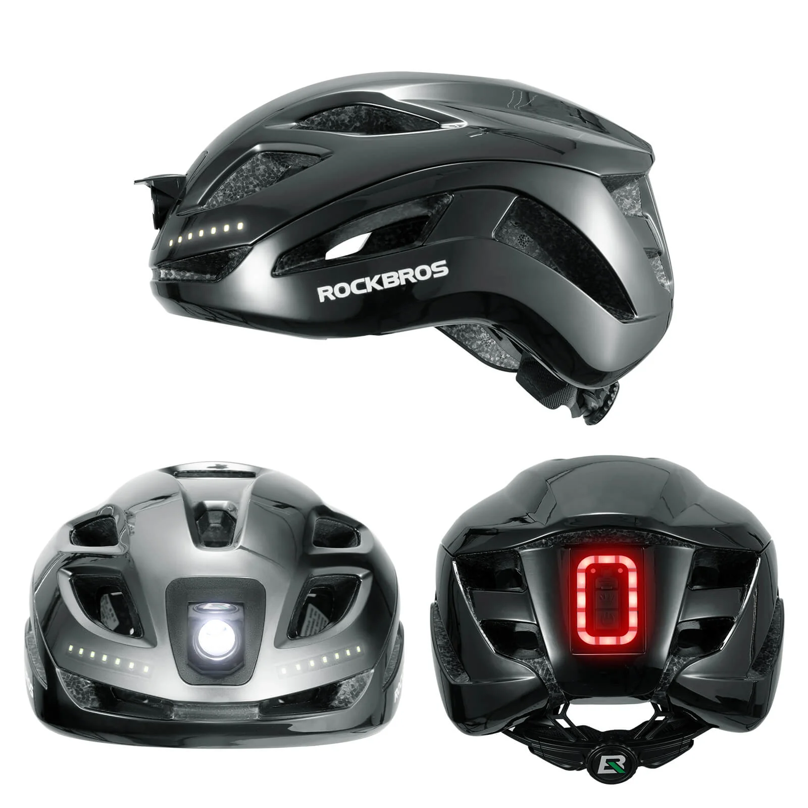 ROCKBROS Cycling Safety Helmet With Warning Lights USB-C Rechargeable - Image 22
