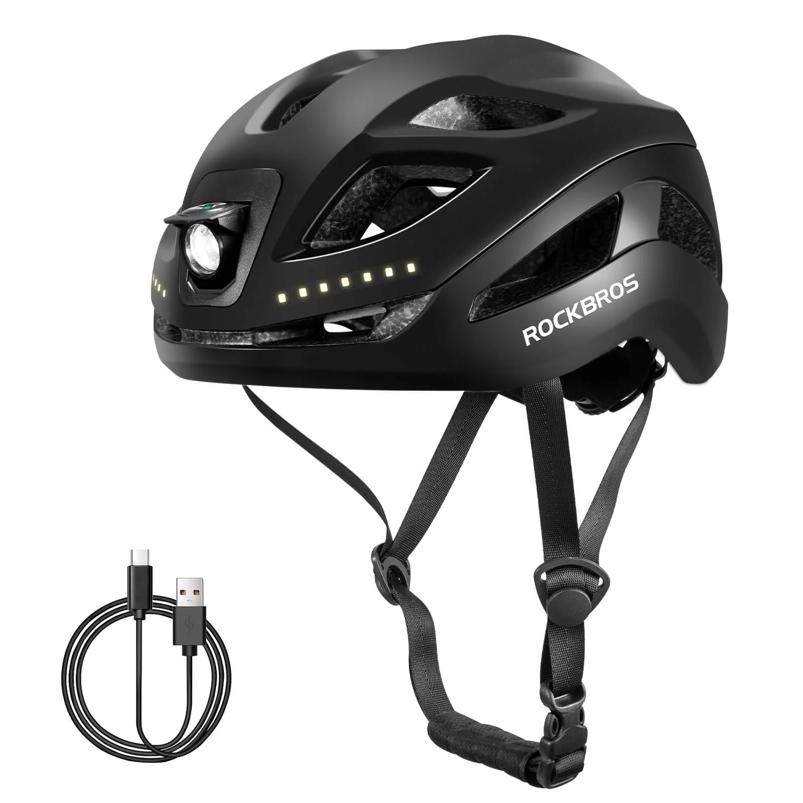 ROCKBROS Cycling Safety Helmet With Warning Lights USB-C Rechargeable - Image 7