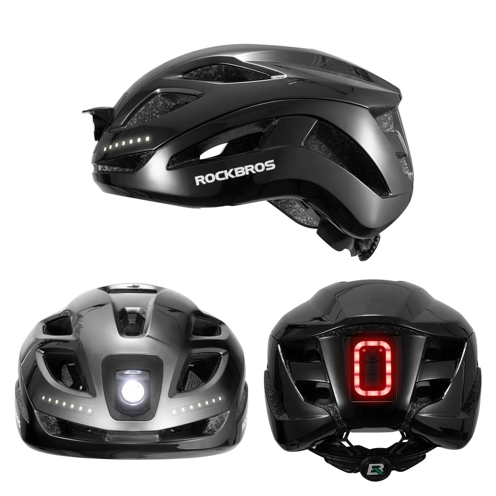 ROCKBROS Cycling Safety Helmet With Warning Lights USB-C Rechargeable - Image 8