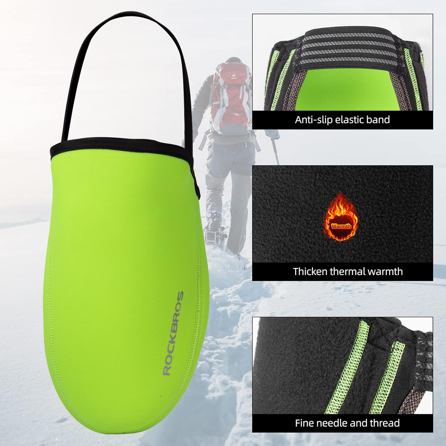 ROCKBROS Cycling Thermal Shoe Covers Windproof Waterproof Wear-Resistant Half Palm Shoe Cover - Image 11