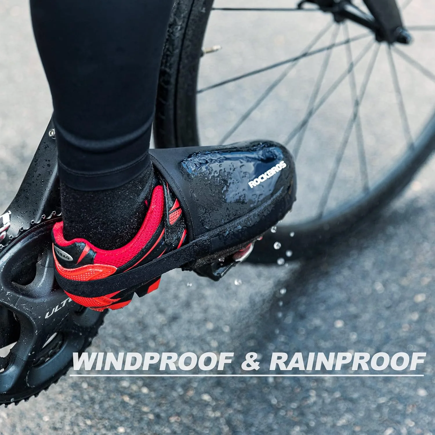 ROCKBROS Cycling Thermal Shoe Covers Windproof Waterproof Wear-Resistant Half Palm Shoe Cover - Image 6