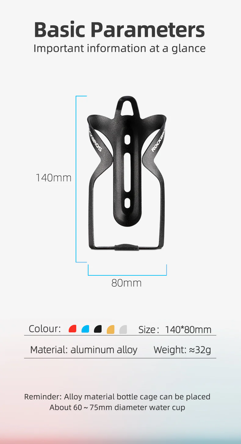 ROCKBROS Cycling Water Bottle Cage Aluminum Alloy Bike Water Bottle Holder Bracket - Image 12