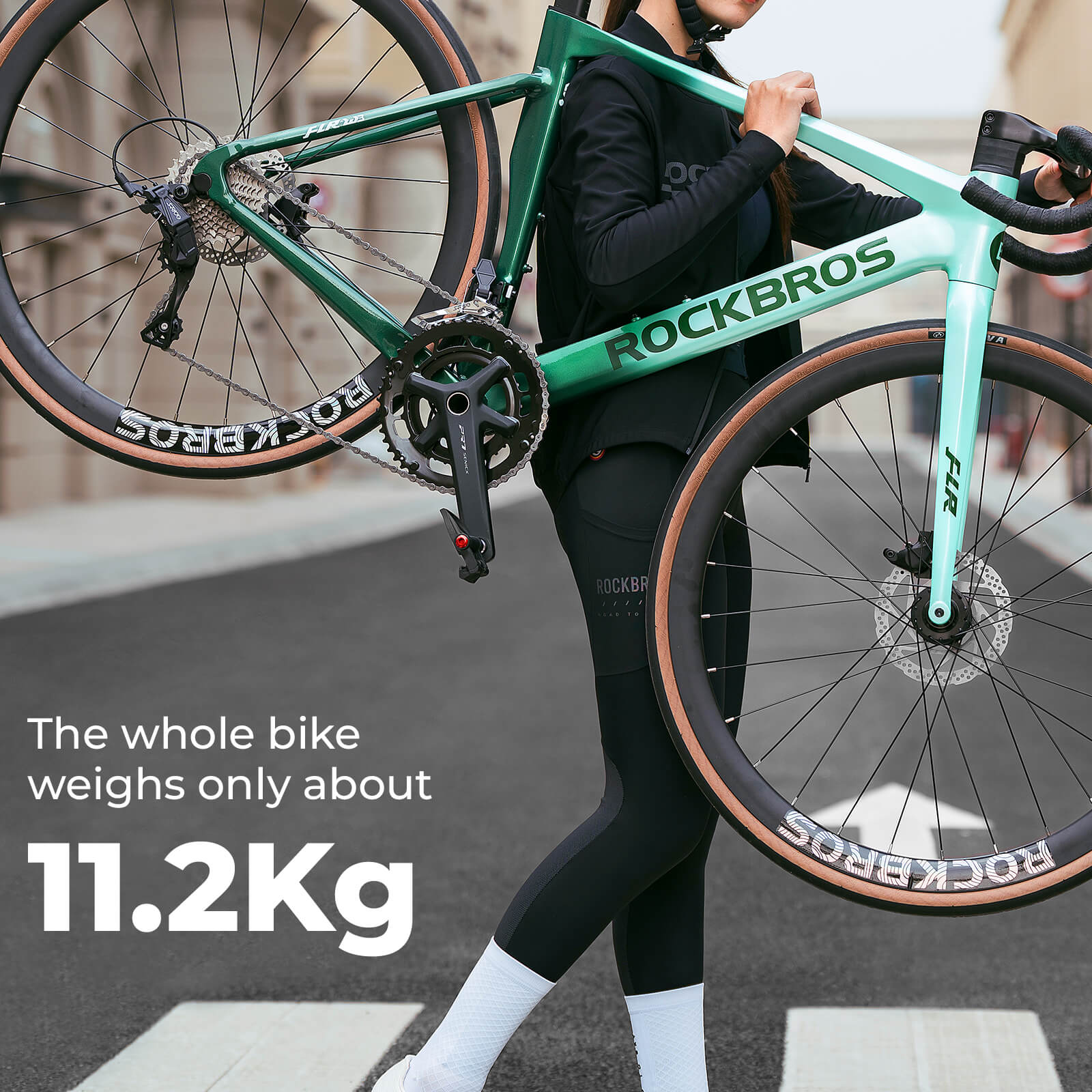 ROCKBROS FLR-W3 700C Road Bike Green Gradient - Image 6