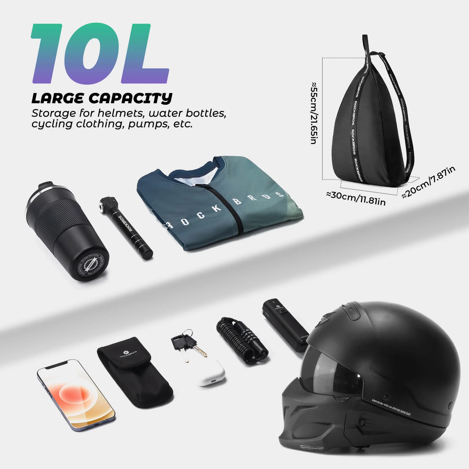 ROCKBROS Helmet Bag Adjustable Shoulder Strap Reflector Portable Backpack - Image 5