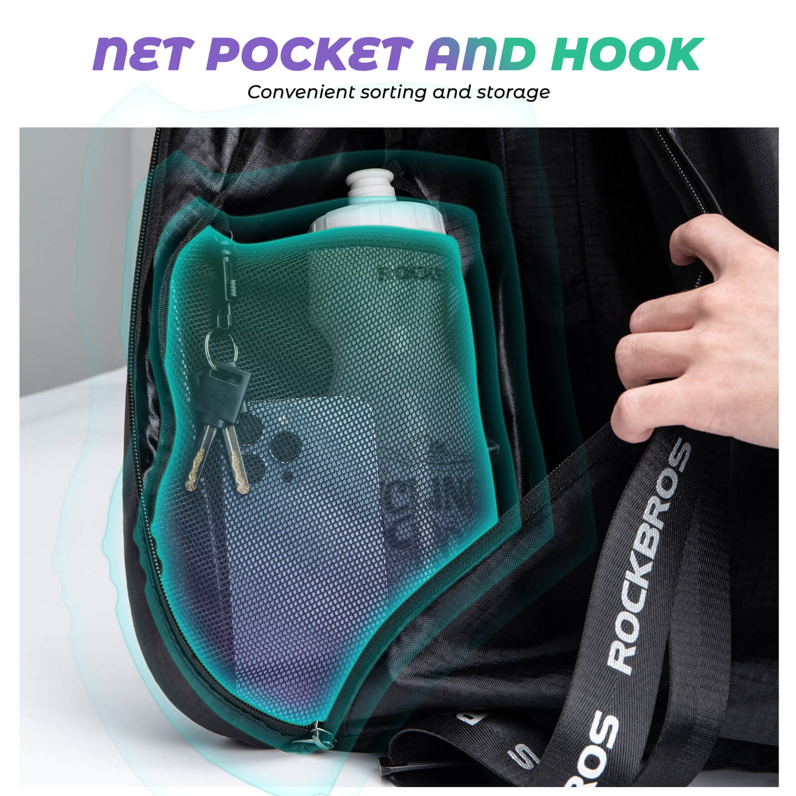 ROCKBROS Helmet Bag Adjustable Shoulder Strap Reflector Portable Backpack - Image 7