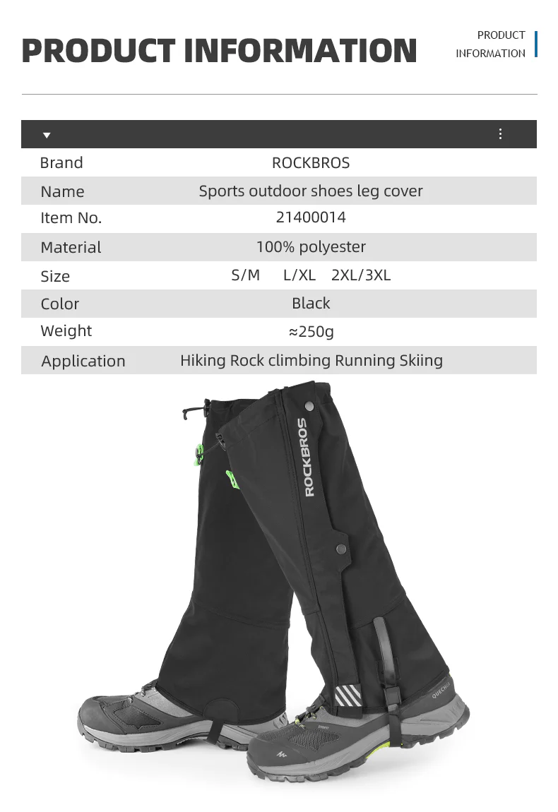 ROCKBROS Leg Warmer Breathable Reflective Outdoor Cycling Sports Boot Cover - Image 7