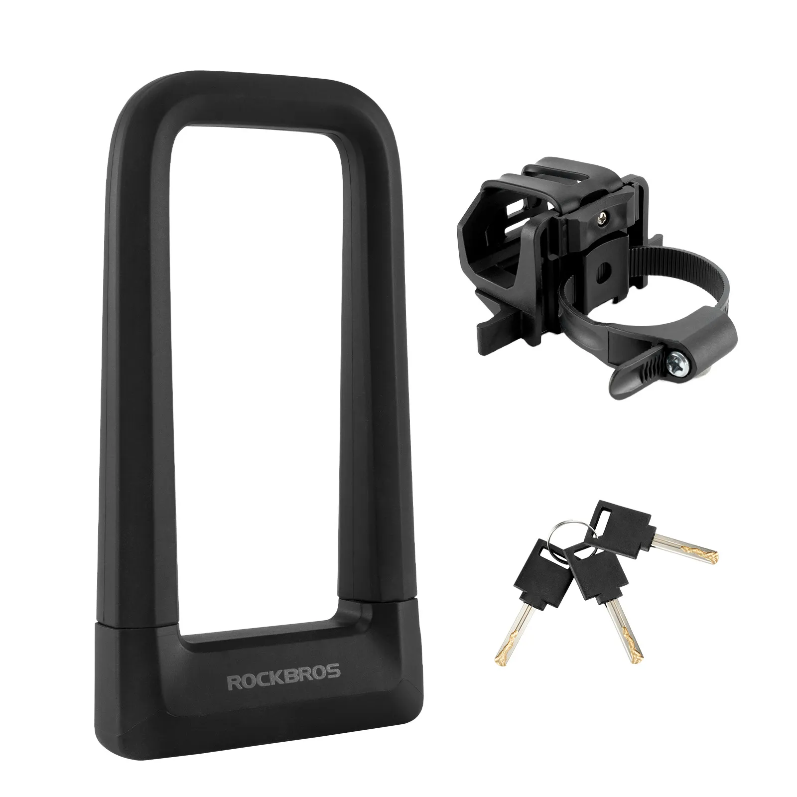 ROCKBROS Motorcycle Bicycle U-Lock Anti-Theft Thickened MTB Bike Lock Alloy Steel 3 Keys