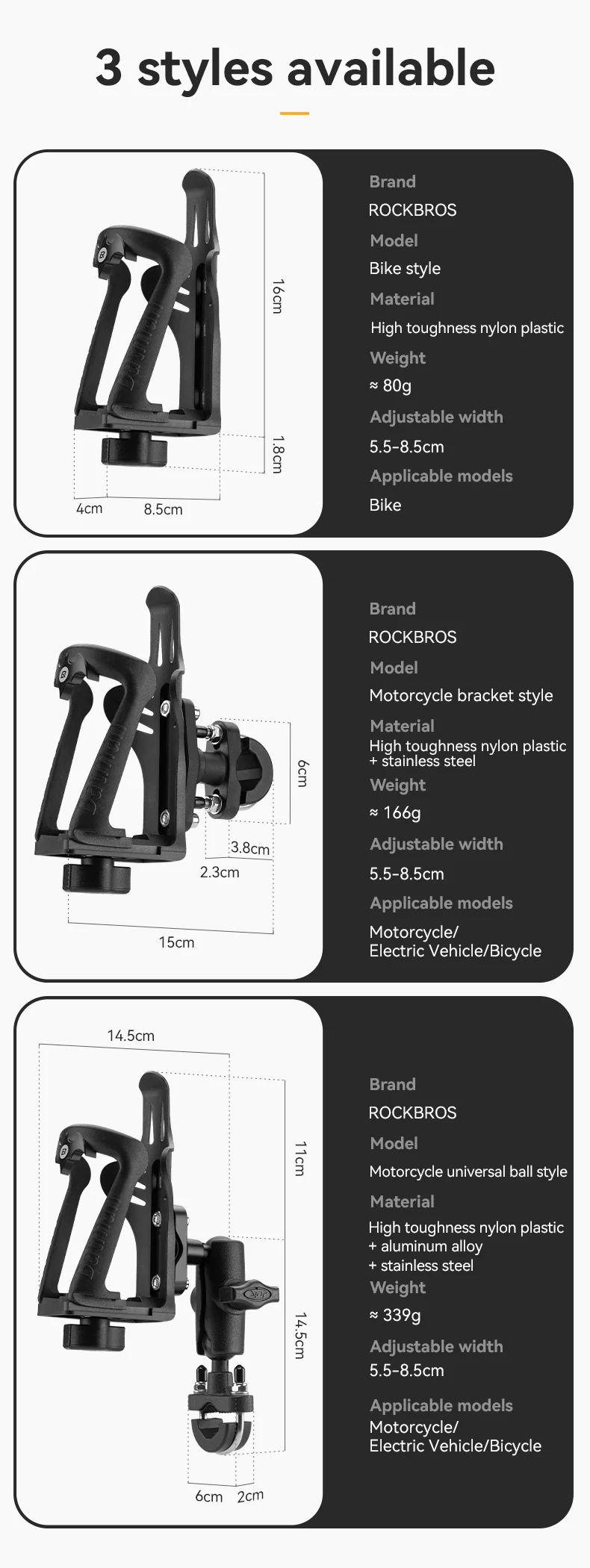 ROCKBROS Motorcycle Bottle Mount Holder Bicycle Water Bottle Cage MTB Road Bike Kettle Bracket - Image 11