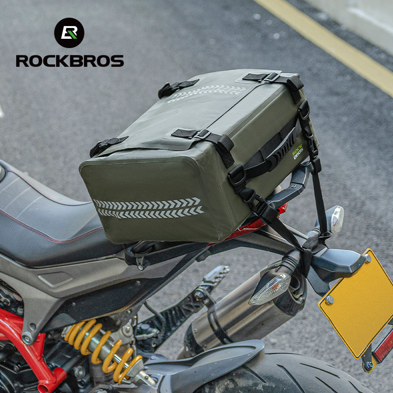 ROCKBROS Motorcycle Seat Bag Luggage Pannier Dry Bag Tail Bag Waterproof 30L Universal MotorBike Bag Army Green - Image 3