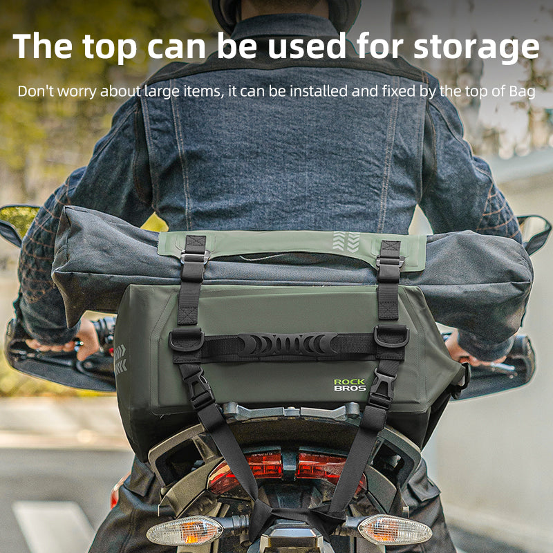 ROCKBROS Motorcycle Seat Bag Luggage Pannier Dry Bag Tail Bag Waterproof 30L Universal MotorBike Bag Army Green - Image 5