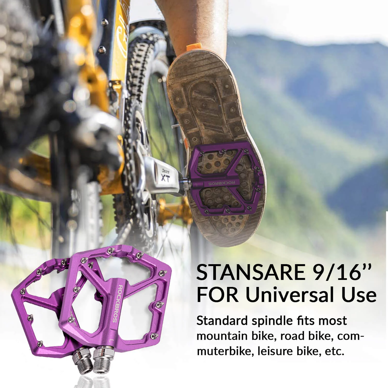 ROCKBROS Ultra Lightweight Flat Bike Pedals in Various Colours (Pair) - Image 14