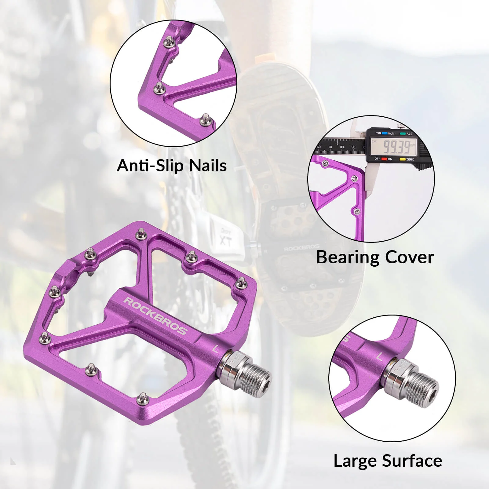 ROCKBROS Ultra Lightweight Flat Bike Pedals in Various Colours (Pair) - Image 18